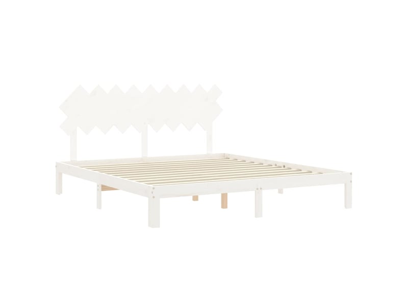  Lit double- lit adulte -  cadre de lit sans matelas blanc bois massif de pin  - Conforama D