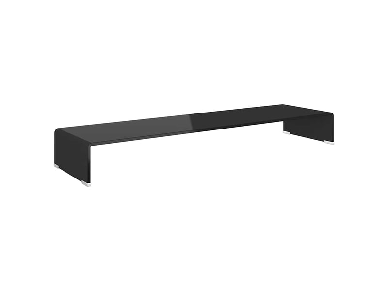  Meuble tv - banc tv - meuble de rangementsupport pour moniteur 110x30x13 cm verre noir  - Conforama A