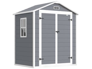 Abri de jardin verrouillable à double porte avec fenêtre et aération en aluminium gris 183 × 134 × 210 cm