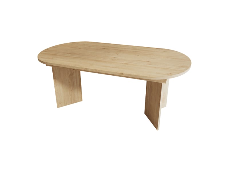  Table à manger extensible 160200x90 cm – 6-8 pers – chêne, plateau épais, coins arrondis  - Conforama E