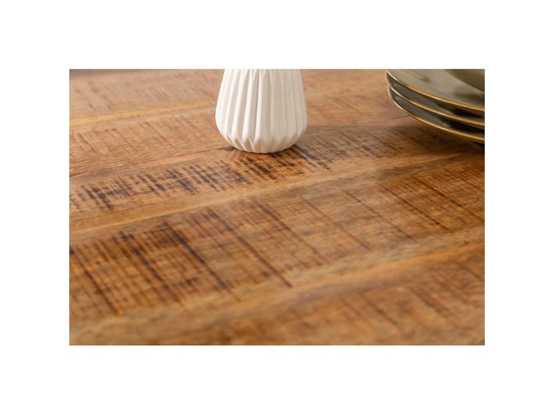 Table de salle à manger loden – bois massif de manguier verni – 160 cm – style industriel - Conforama E
