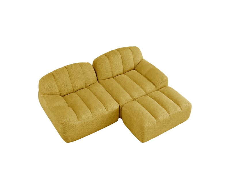  Canapé d'angle, canapé modulable – 2 places, avec pouf, sans montage, sans cadre, jaune  - Conforama B
