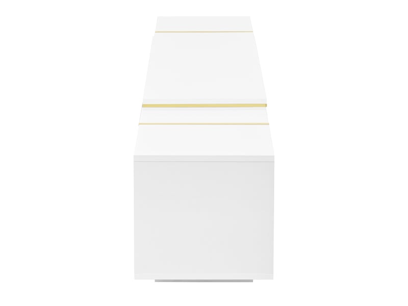  Meuble tv blanc, rangement, gestion des câbles, extensible, design moderne, structure robuste - panneaux de particules - 275x35x37cm  - Conforama B
