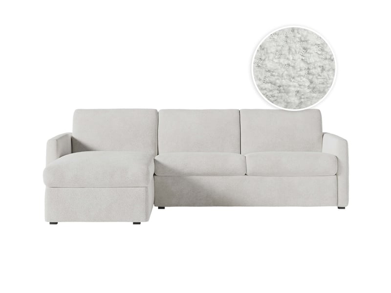  Alice - canapé d'angle réversible convertible système couchage express 4 places en tissu bouclette  - Conforama A