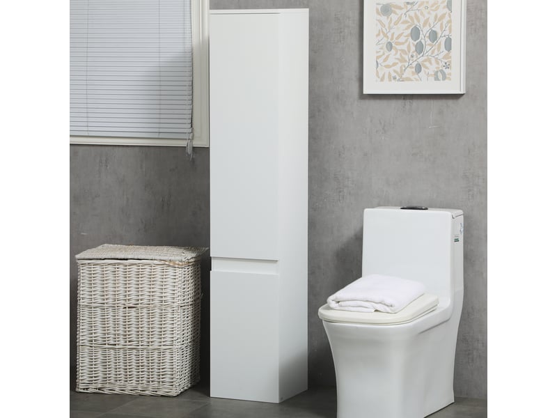  Meuble colonne rangement salle de bain 2 placards 3 étagères réglables style contemporain 30 x 28 x 152,5 cm blanc  - Conforama B