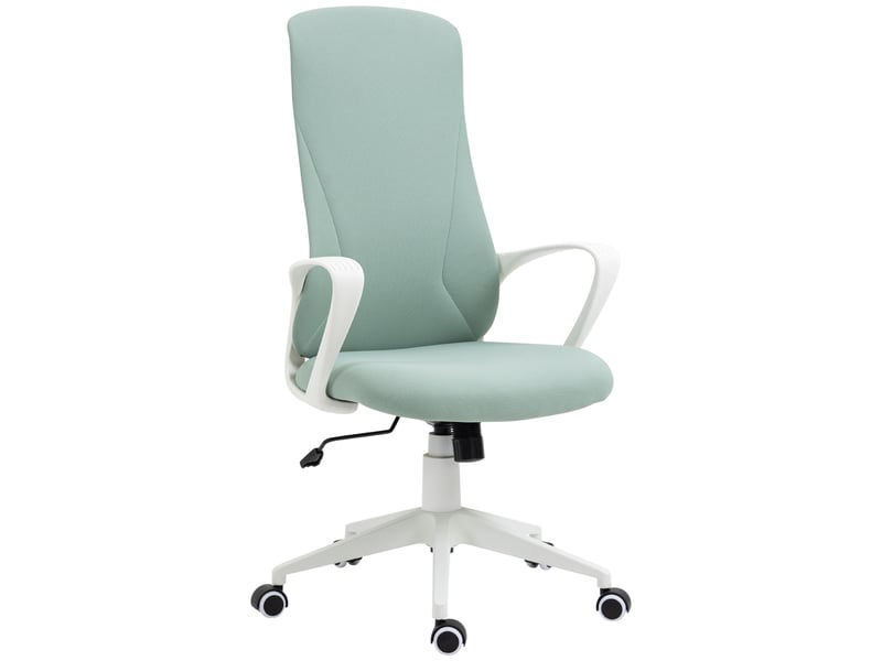 Chaise de bureau pivotante réglable en hauteur, dossier haut avec accoudoirs, vert 62x56x110-119,5 cm - Conforama B