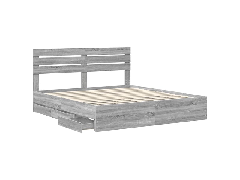  Lit double- lit adulte -  cadre de lit gris sonoma 180 x 200 cm bois ingénierie  - Conforama D