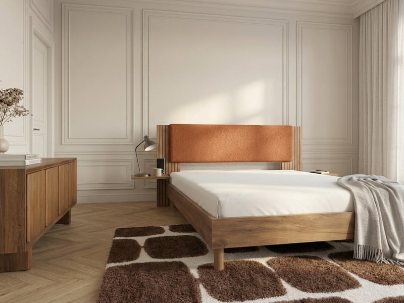  Bobochic lit lior lattes massives pieds en bois naturel orange 140x190 LIOR - Conforama C