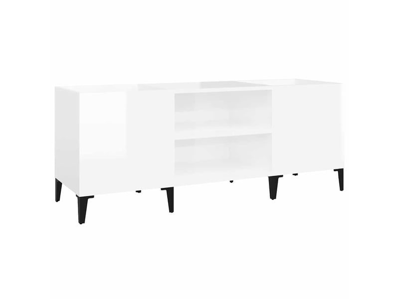  Armoire à disques, armoire de rangement blanc brillant 121x38x48 cm bois d'ingénierie  - Conforama A