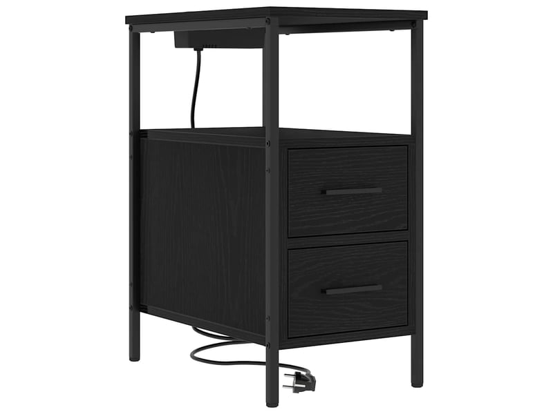  Table de chevet - cabinet de chevet - table de nuit 2 pièces chêne noir 30 x 48 x 61 cm  - Conforama D