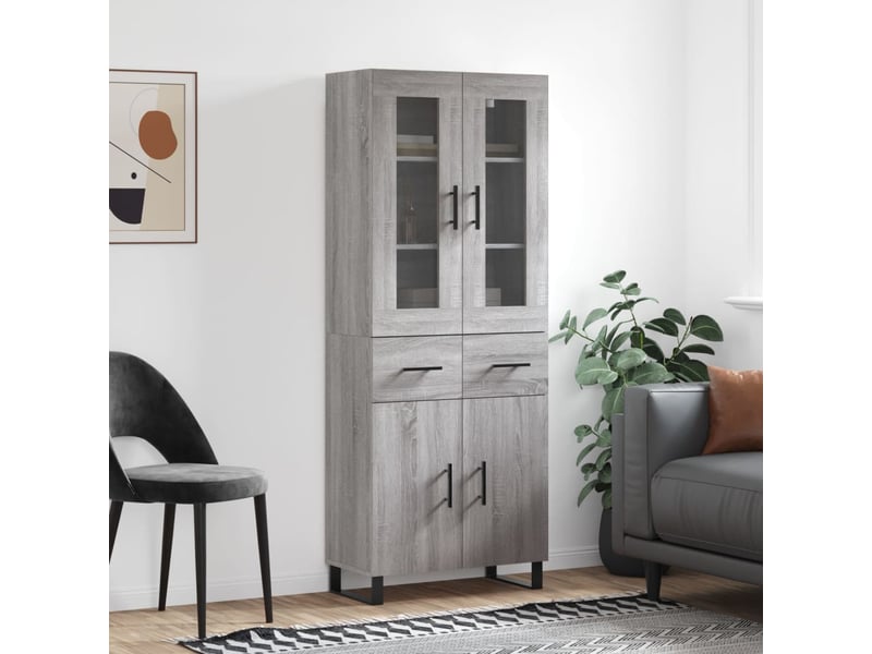  Buffet haut - bahut - meuble de rangement sonoma gris 69,5x34x180 cm bois d'ingénierie  - Conforama B