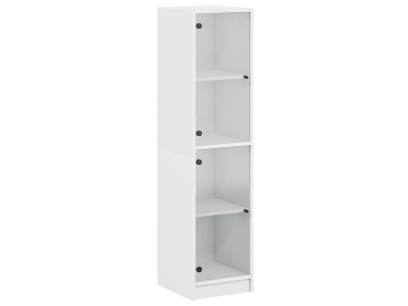 Buffet - bahut - meuble de rangement avec portes en verre blanc 35x37x142 cm  - Conforama A