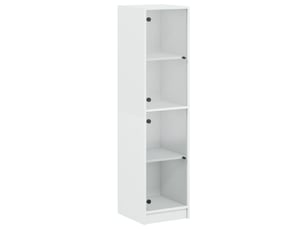 Buffet - bahut - meuble de rangement avec portes en verre blanc 35x37x142 cm