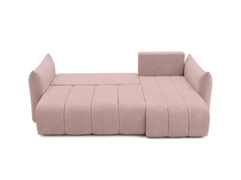 Canapé d'angle lysia mini réversible et convertible en velours côtelé - rose LYSIA - Conforama B