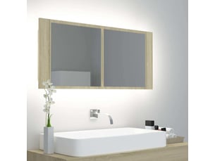 Armoire à miroir à led de bain chêne sonoma 100x12x45 cm acrylique
