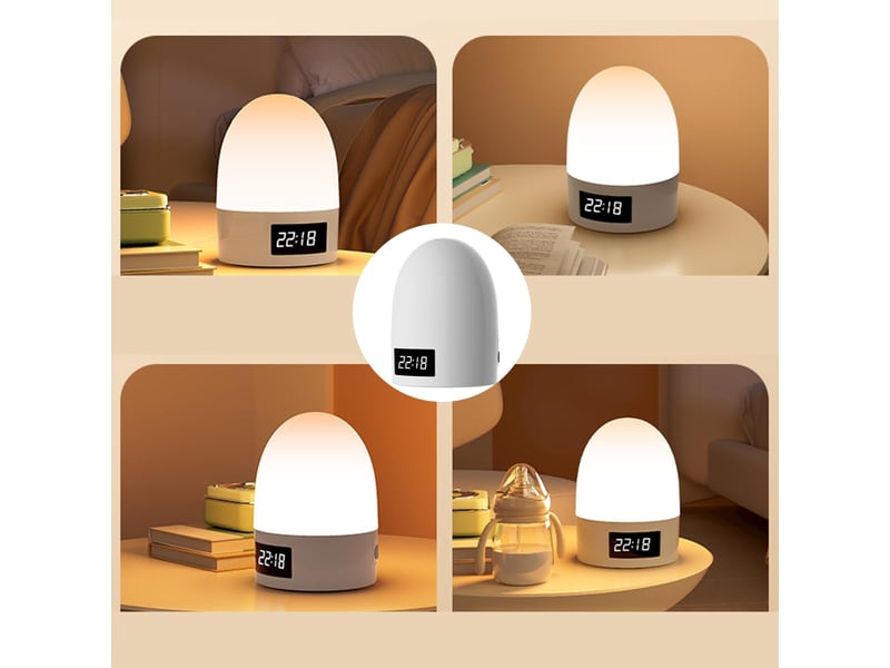  Lampe de chevet rechargeable avec horloge – tactile, variateur, 3 températures de couleur, anti-éblouissement  - Conforama E
