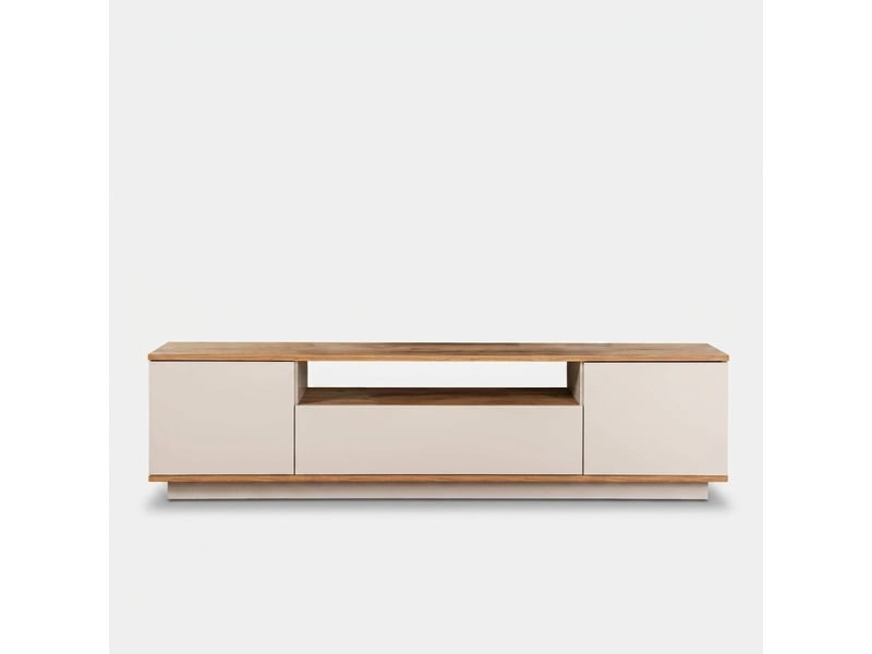  Meuble tv moderne veramont avec portes et compartiments de rangement - beige  - Conforama D