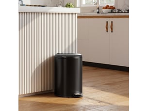Poubelle cuisine 20 l à pédale noire, fermeture silencieuse