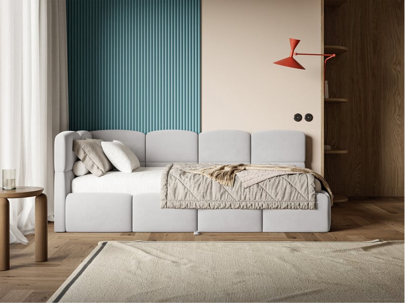  Selsey cloudy - lit rembourré - 170x185 cm - velours gris clair - côté gauche Cloudy - Conforama B
