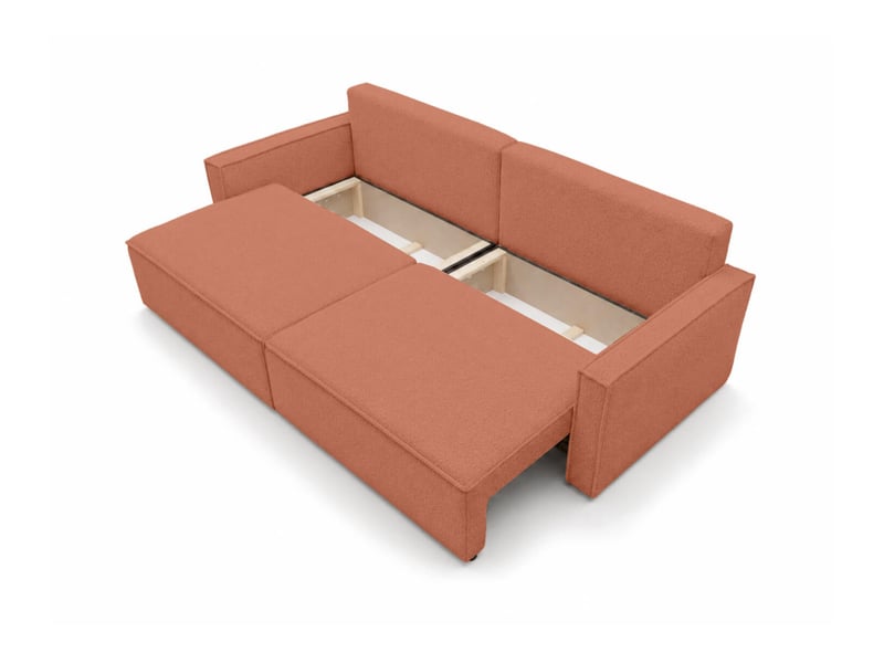  Farah - canapé droit 3 places convertible accoudoirs slim en tissu bouclettes généreuses  - Conforama D