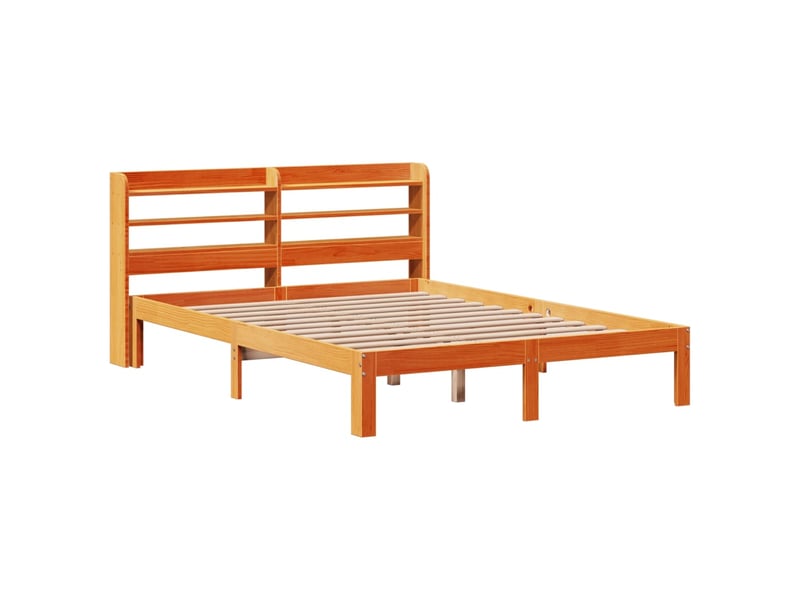  Lit double- lit adulte -  cadre de lit sans matelas  marron 135x190cm bois pin massif  - Conforama B