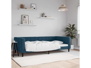 Lit adulte, lit simple, lit de repos sans matelas bleu 100x200cm velours cf19496