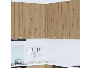 Meuble de rangement cuisine, armoire suspendue chêne artisan et blanc 57x57x100cm
