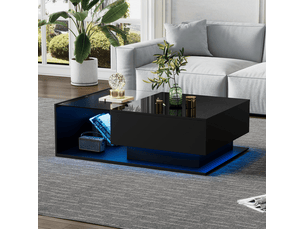 Table basse rectangulaire coloris noir MEUBLIV - 50 cmx100 cm