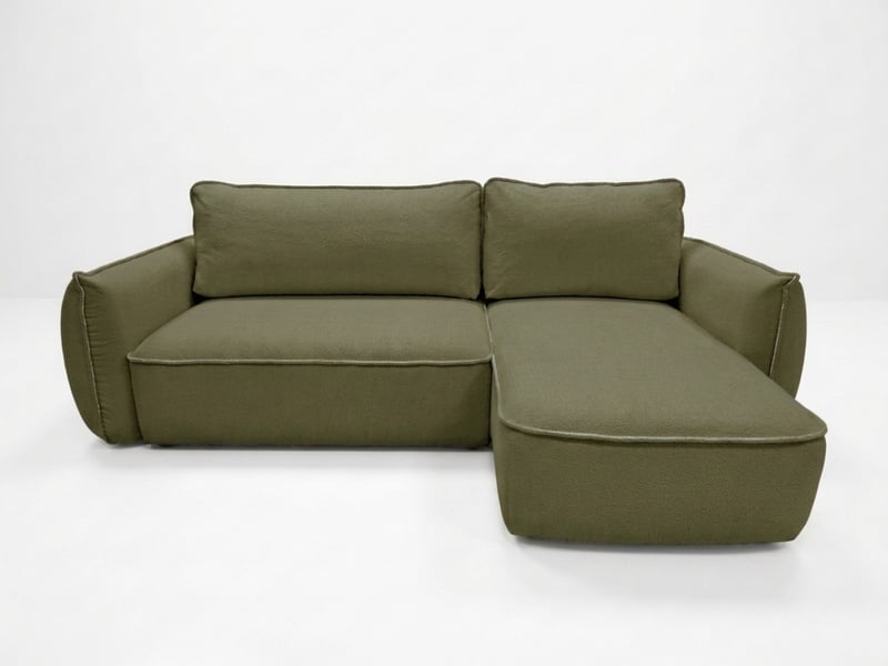 Bobochic canapé d'angle convertible réversible esmee tissu chenille vert réversible ESMEE - Conforama A