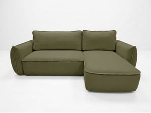 Canapé d'angle réversible convertible <strong>BOBOCHIC</strong> <strong>ESMEE</strong> 3 places Tissu vert avec coffre de rangement