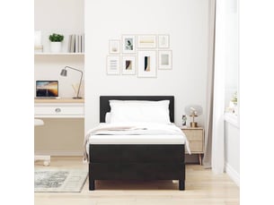 Lit adulte, lit simple, lit à ressorts avec tête de lit noir 90x200cm velours cf17241