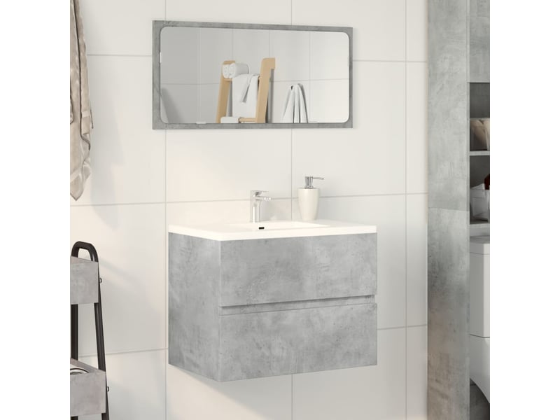  Armoire de salle de bain, meuble de rangement gris béton bois d'ingénierie  - Conforama C