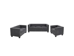 3-2-1 ensemble de canapés lille, ensemble de canapés, canapé lounge, suspension nosag, tissutextile chenille (260 gm²) - gris foncé