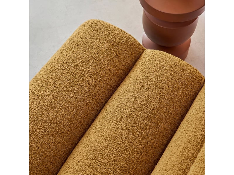 Canapé modulable bouclette texturée 3 places avec repose pied moutarde - nova  - Conforama D