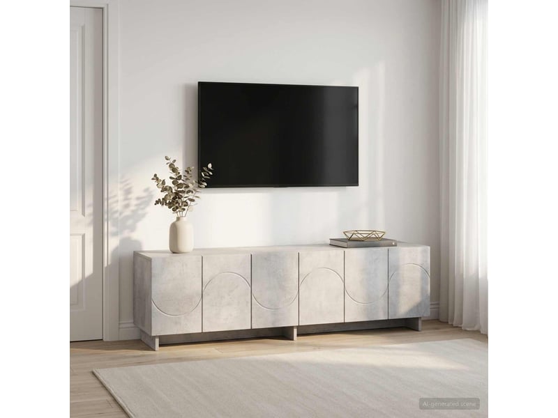  Meuble tv, banc tv 140x34,5x40 cm gris béton bois d'ingénierie shl30863  - Conforama B