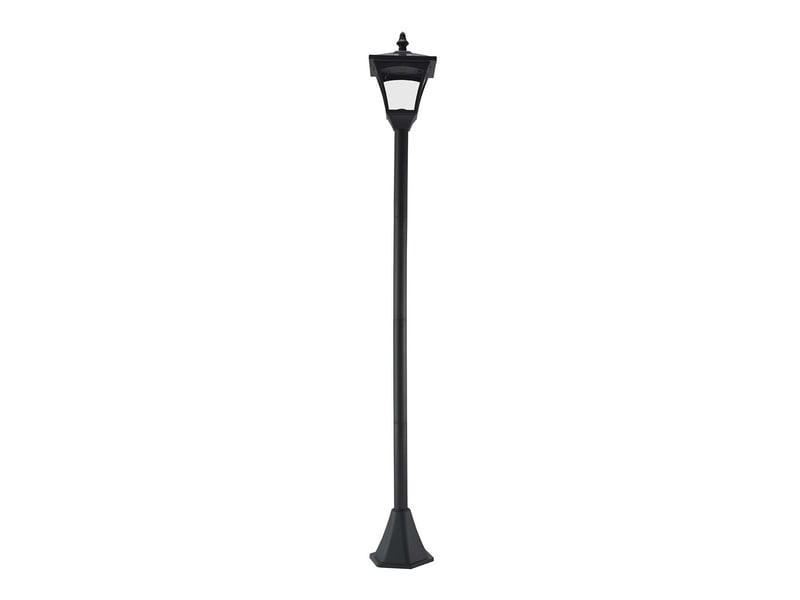  Lanterne solaire de jardin,meulva,15x15x120 cm,avec led et détecteur crépusculaire,plastique,noir  - Conforama A