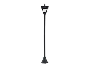 Lanterne solaire de jardin,meulva,15x15x120 cm,avec led et détecteur crépusculaire,plastique,noir