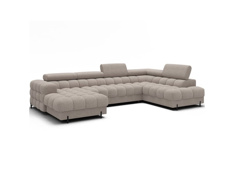 Canapé panoramique convertible beige clair angle droit feraria 358x93x202cm - Conforama E