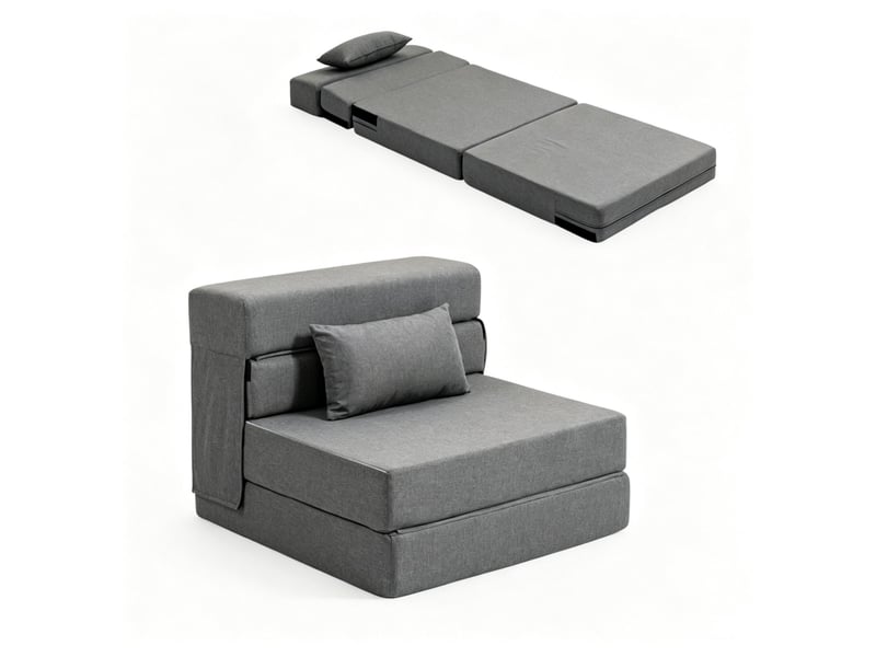  Fauteuil convertible 1 place pliable en lit avec coussin, pour petits espaces  - Conforama A