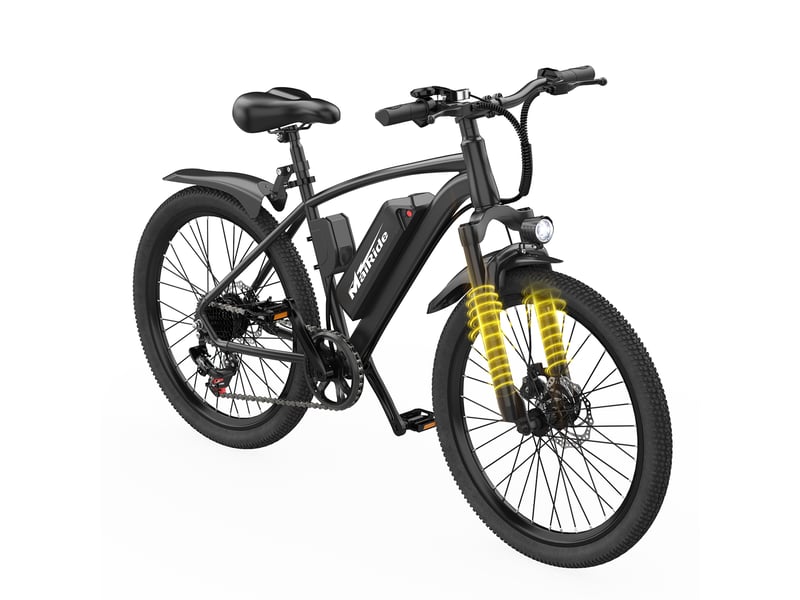  Vélo électrique 26 mairide q7, 36v 10ah, 7 vitesses, noir  - Conforama B