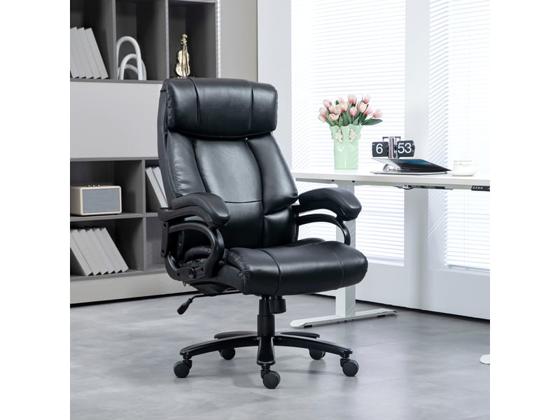  Fauteuil de bureau massant et chauffant avec 2 points de massage et 8 programmes, noir  - Conforama D
