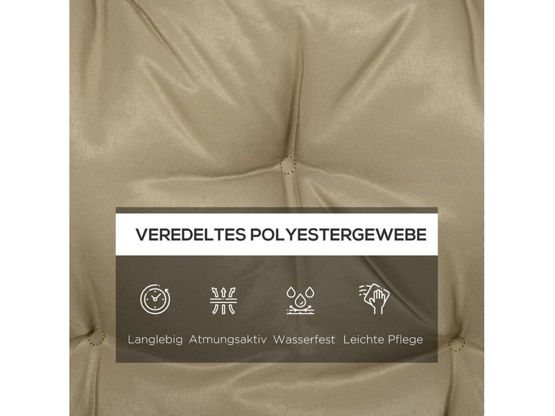  Coussin de banc 3 places 150x98x8 cm avec six liens de fixation kaki  - Conforama E