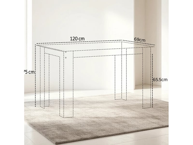 Table de salle à manger 4 à 6 personnes, plateau rectangulaire, finition chêne, panneau de particules 120 × 69 × 75 cm - Conforama C