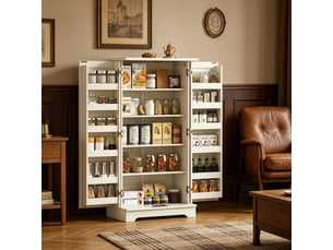 Buffet de cuisine 60x40x120 cm beige avec portes et rangement