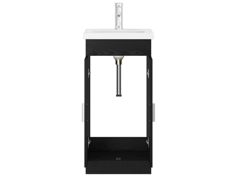  Meuble salle de bain avec évier, meuble de rangement chêne noir 42x40x84.5 cm shl2350  - Conforama D