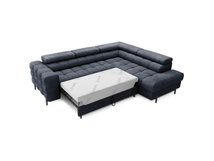Canapé convertible bleu foncé ferrum 5 places angle droit grand format 276x93x200cm