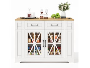 Îlot de cuisine mobile 120x40(65)x92 cm blanc et naturel avec table rabattable
