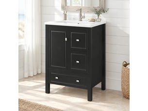Meuble sous vasque 62x47x90 cm 1 porte 3 tiroirs mdf noir
