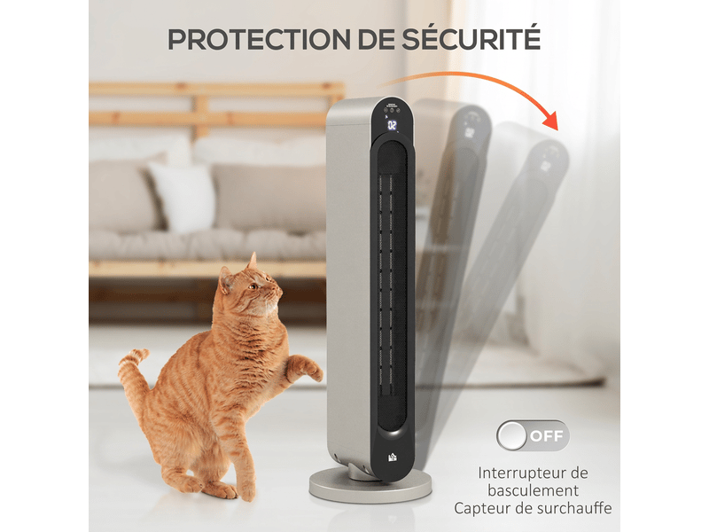  Chauffage soufflant oscillant 2200w mini radiateur céramique ptc avec télécommande  - Conforama D