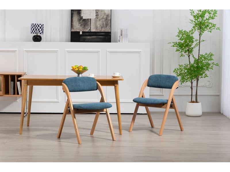  Chaise de salle à manger lot de 2 chaises assise rembourrée structure en bois pliantes empilables housse amovible  - Conforama E